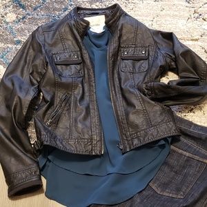 Black Faux Leather Biker Jacket